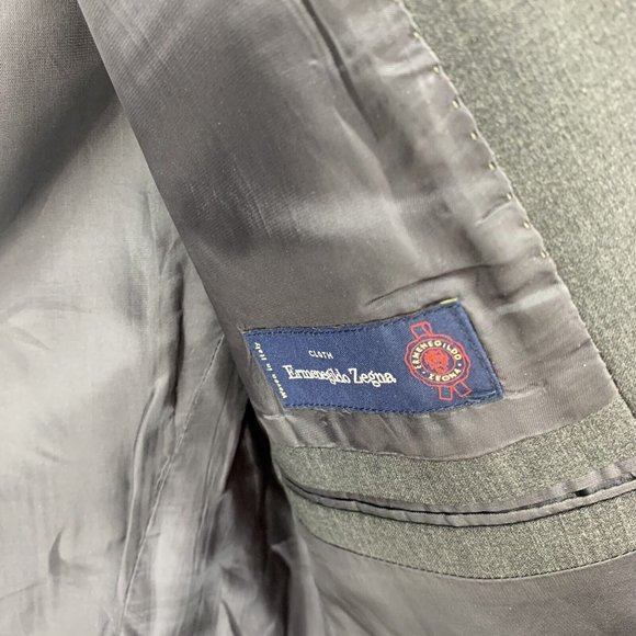 Black Saks Fifth Avenue Ermenegildo Zegna Wool Slim Blazer Gray 2 Button 44L - Picture 4 of 4